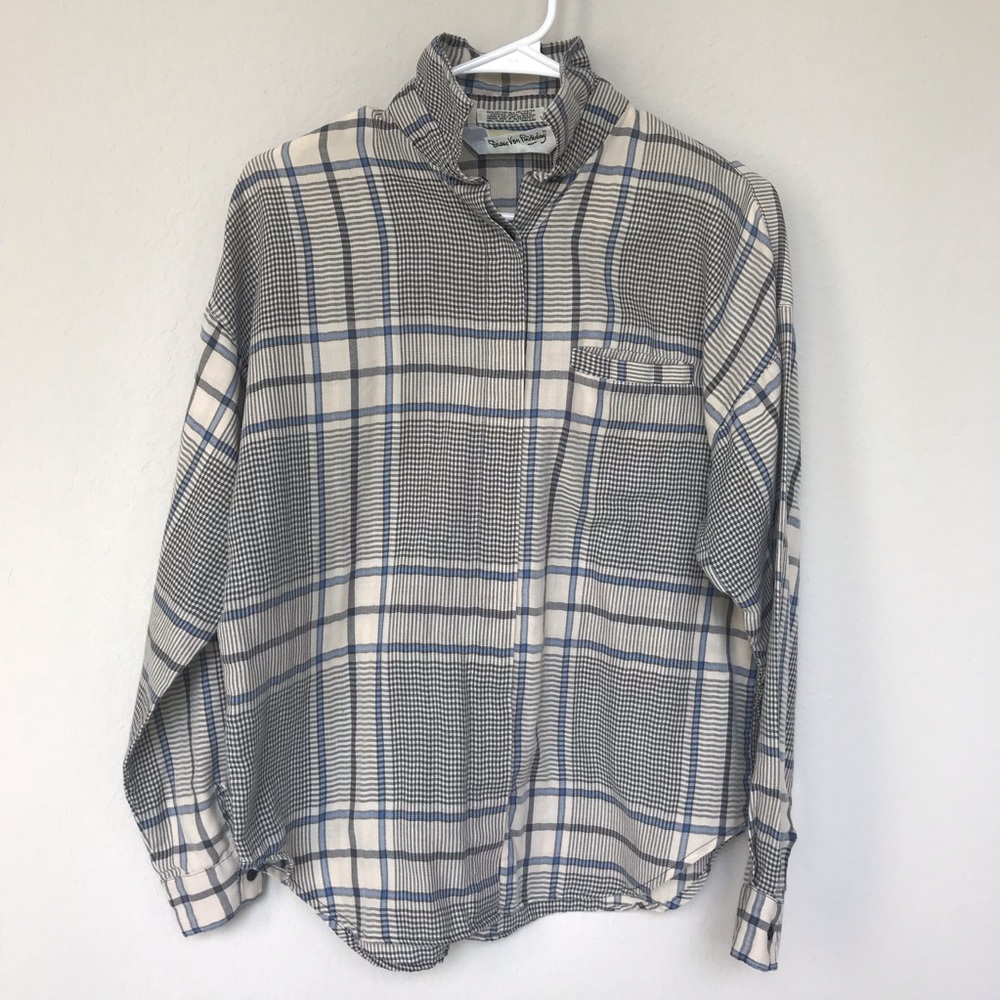 Vintage Diane Von Furstenberg Plaid Top Size S